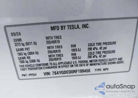 2024 Tesla Model Y Long Range Dual Motor All-Wheel Drive/Rwd from USA, damaged, VIN 7SAYGDED0RF199456
